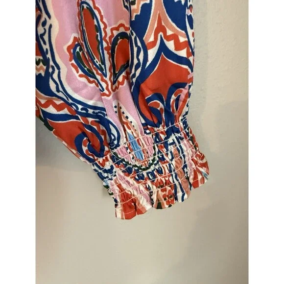 THML Printed Top Smock Neck Long Sleeves Size L - Picture 3 of 4